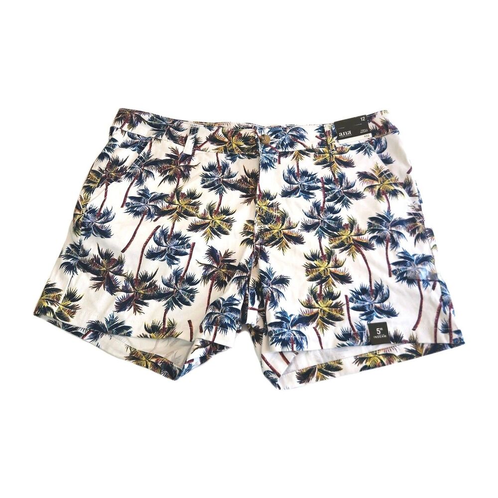 ANA Womens Size 12 Shorts Palm Leaf Print Green Chino Bermuda 5" Inseam NWT - Picture 2 of 9